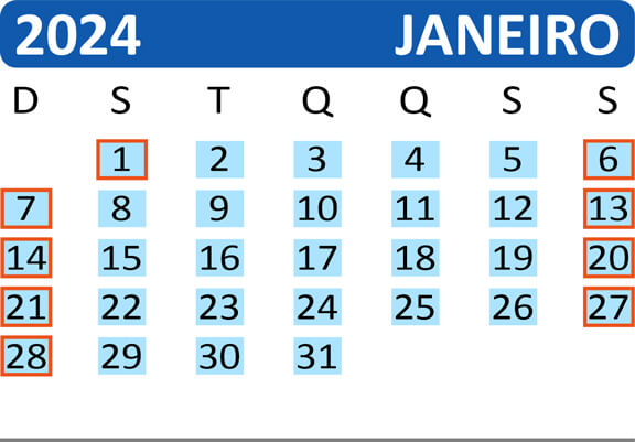 Calendário de Saídas do Passeio de Trem de Curitiba a Morretes no mês de Janeiro