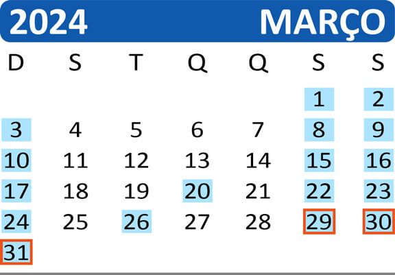 Calendário de Saídas do Passeio de Trem de Curitiba a Morretes no mês de Março