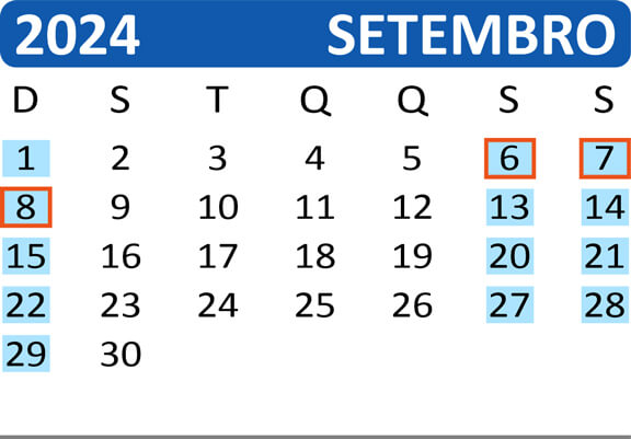 Calendário de Saídas do Passeio de Trem de Curitiba a Morretes no mês de Setembro