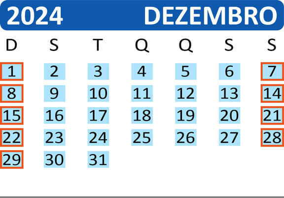 Calendário de Saídas do Passeio de Trem de Curitiba a Morretes no mês de Dezembro